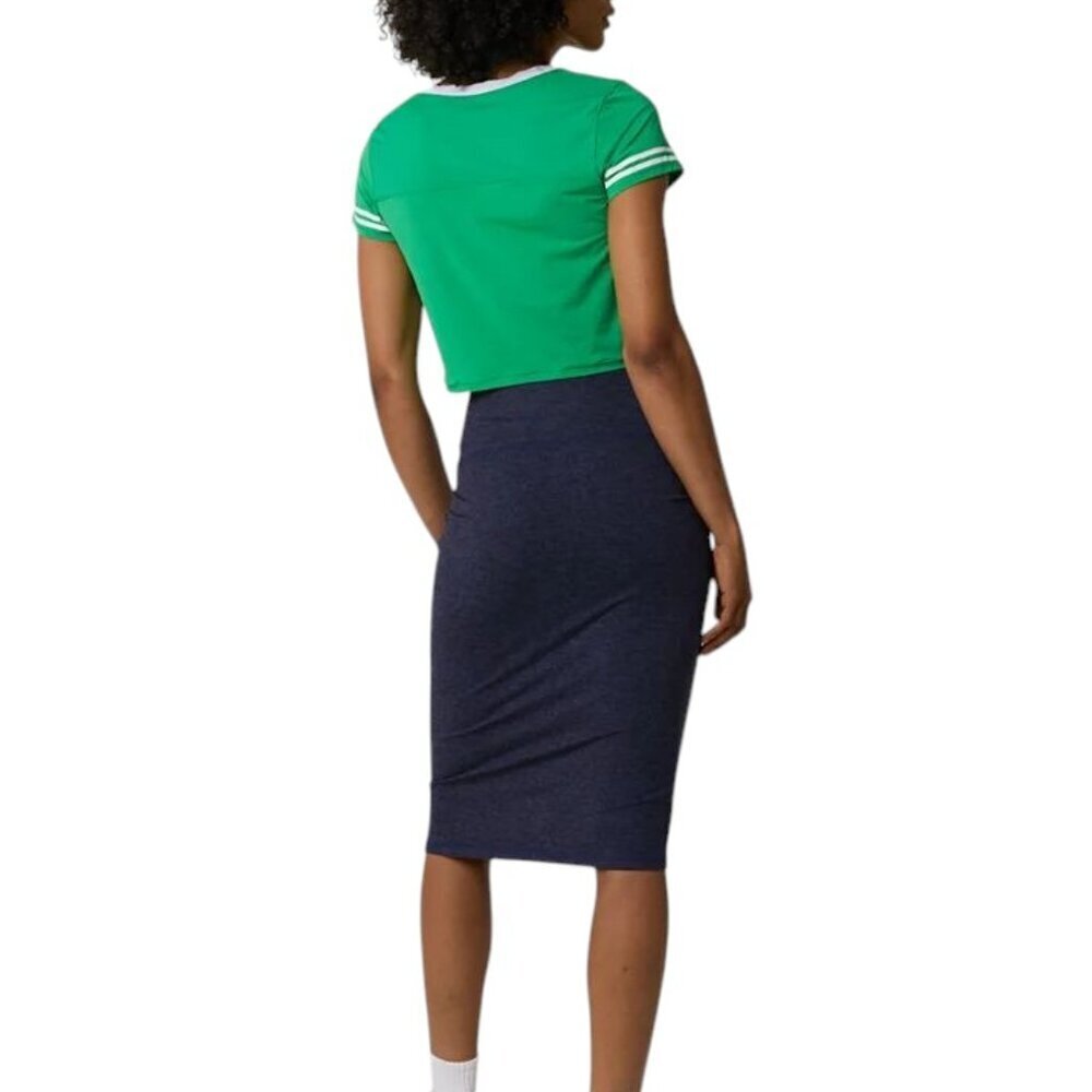 Aerie Offline The Hugger High Rise Blue Midi Skirt Small Real Good Soft Stretch - Picture 2 of 12